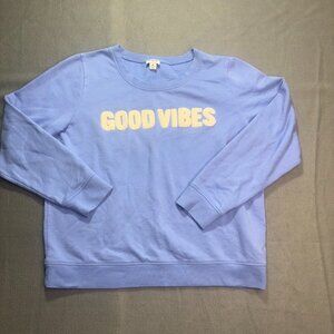 J. Crew Factory Good Vibes Crew Neck Sweatshirt Light Blue Periwinkle size M